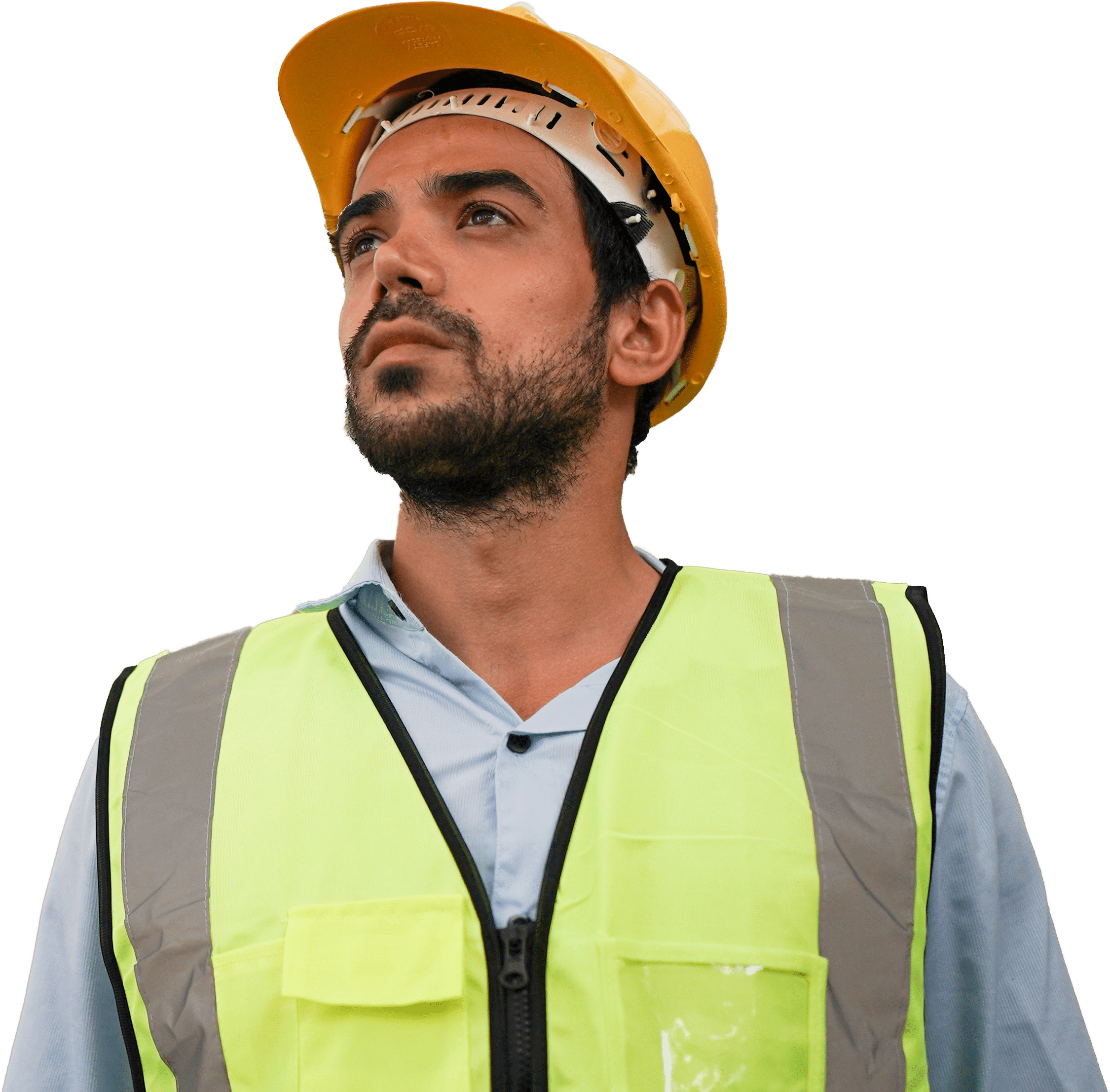 Man in hard hat with high-vis